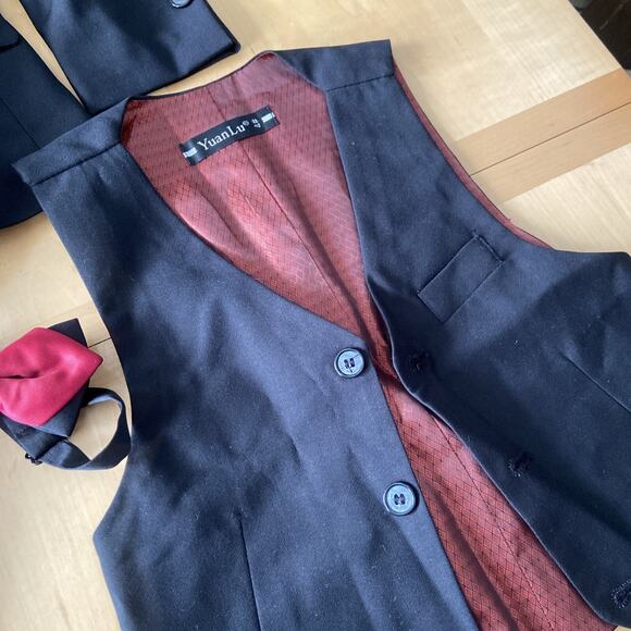 Yuan Lu Boys 5-Piece Suit Set Size 4 Black Blazer, Shirt, Pants & Vest - Picture 4 of 9